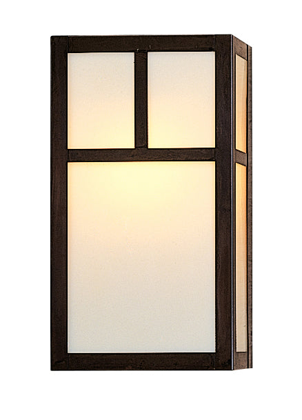 Arroyo Craftsman Mission 12" Rustic Brown Wall Sconce With Frosted Glass and T-Bar Overlay