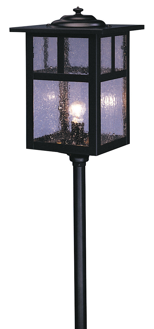 Arroyo Craftsman Mission 6" Satin Black Stem Mount With Amber Mica Glass