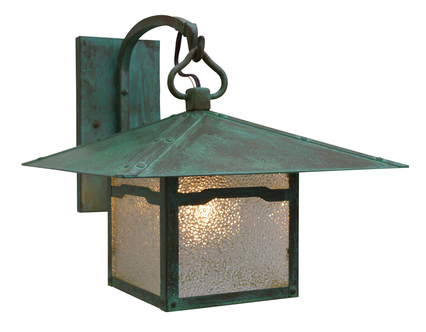 Arroyo Craftsman Monterey 12" Antique Brass Wall Mount With Amber Mica Glass