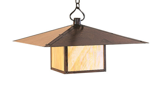 Arroyo Craftsman Monterey 30" Slate Pendant Lighting With Gold White Iridescent Glass