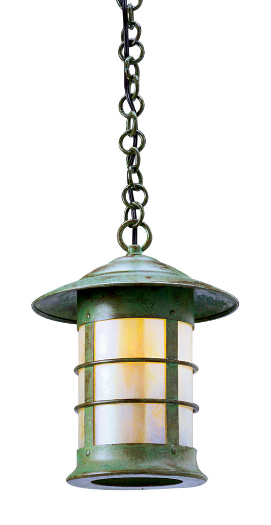 Arroyo Craftsman Newport 9" Antique Copper Pendant Lighting With Cream Glass
