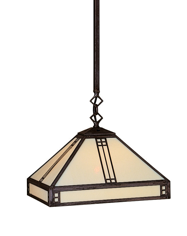Arroyo Craftsman Prairie 12" Slate Stem Hung Pendant With Cream Glass