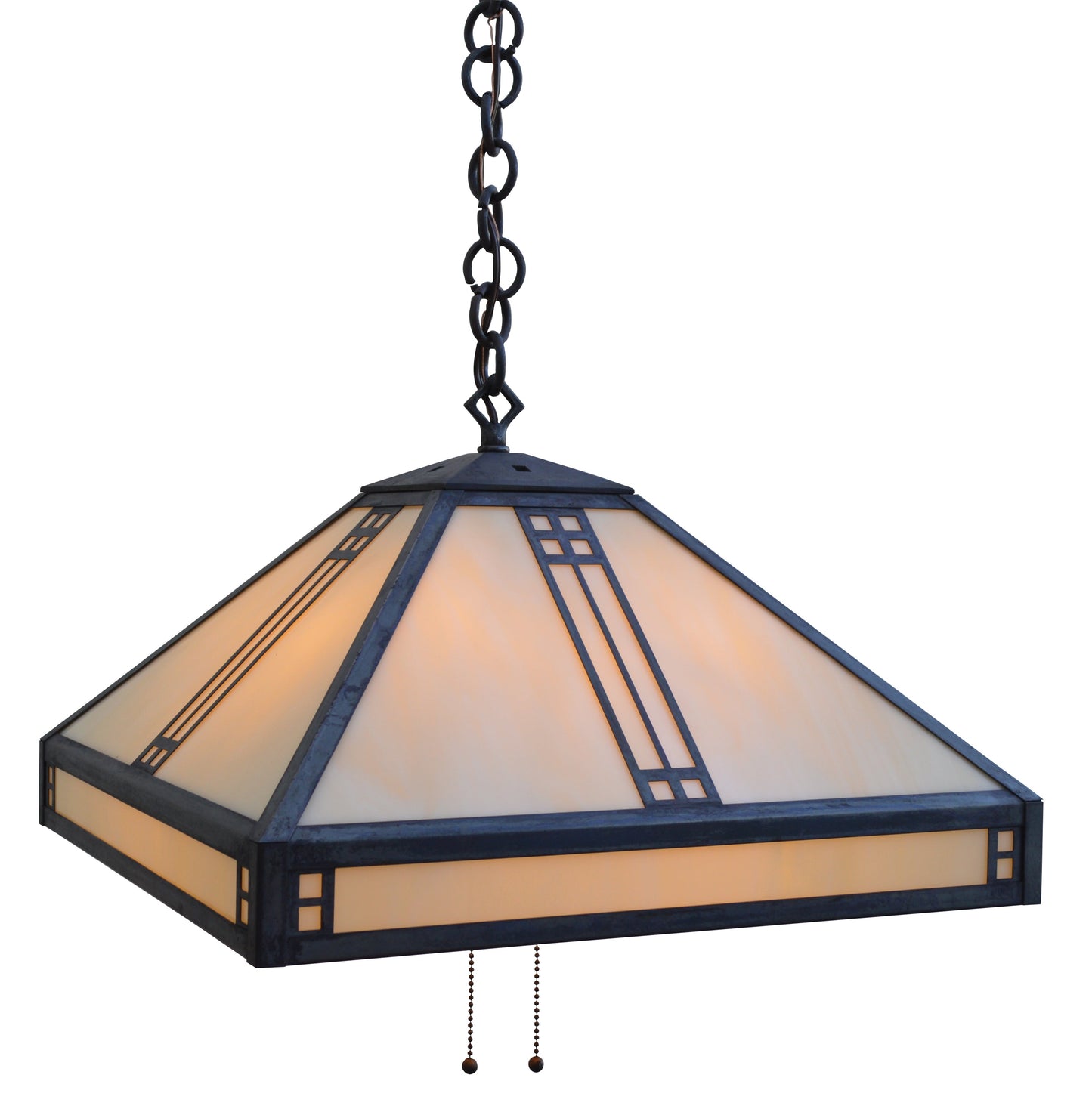 Arroyo Craftsman Prairie 18" Mission Brown Pendant Lighting With Almond Mica Glass