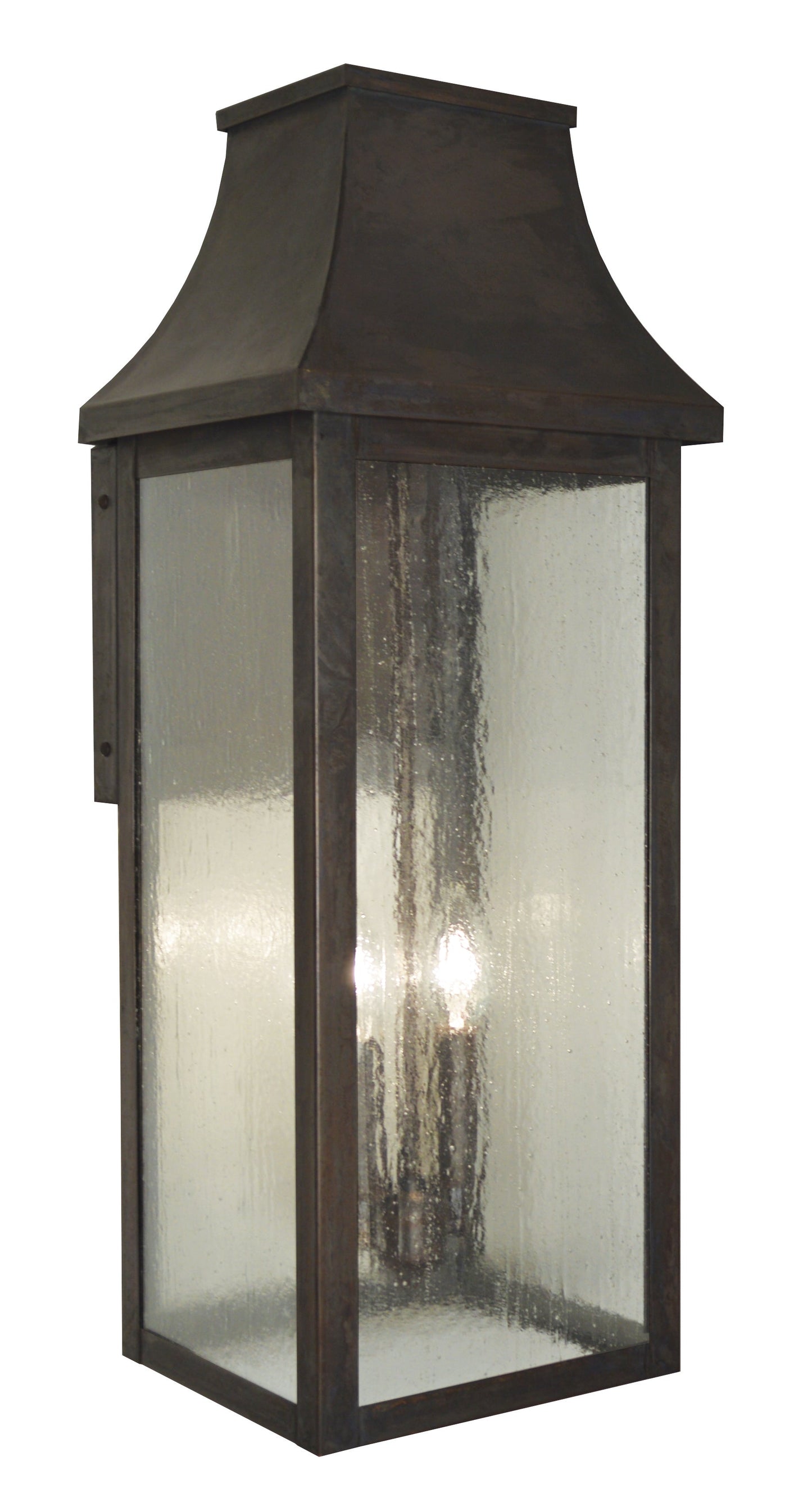 Arroyo Craftsman Providence 9" Antique Brass Long Body Flush Wall Mount With Rain Mist Glass