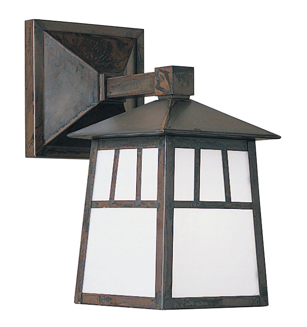 Arroyo Craftsman Raymond 10" Antique Brass Wall Mount With Amber Mica Glass