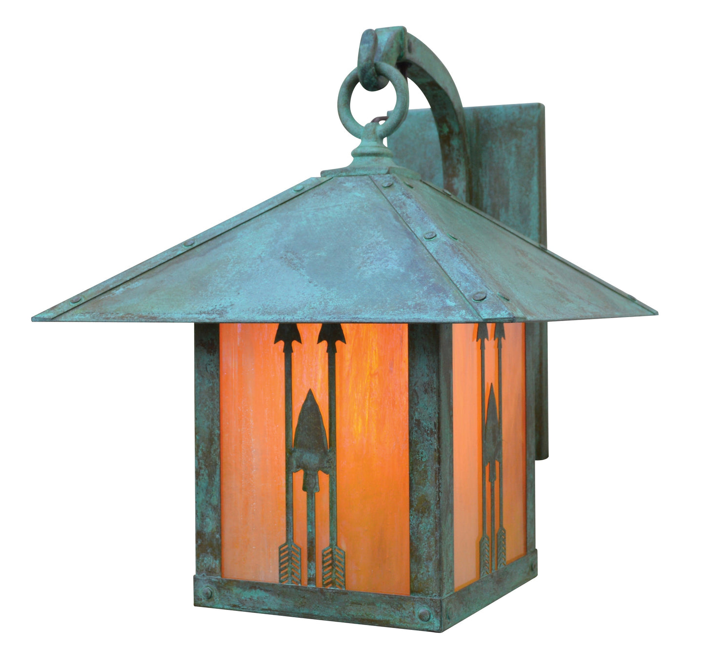 Arroyo Craftsman Timber Ridge 12" Raw Copper Wall Bracket With Frosted Glass and Palm Tree Filigree Overlay