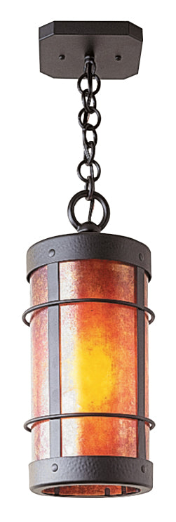 Arroyo Craftsman Valencia 9" Rustic Brown No Roof Pendant With Almond Mica Glass