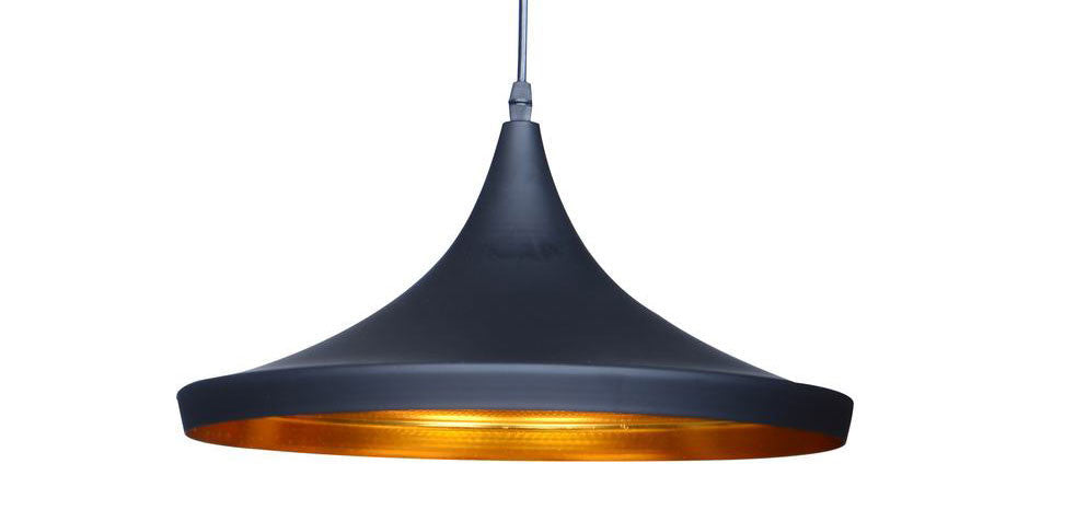 Bromi Design Berkley 16" Black & Gold Pendant Ceiling Light With Aluminum Shade