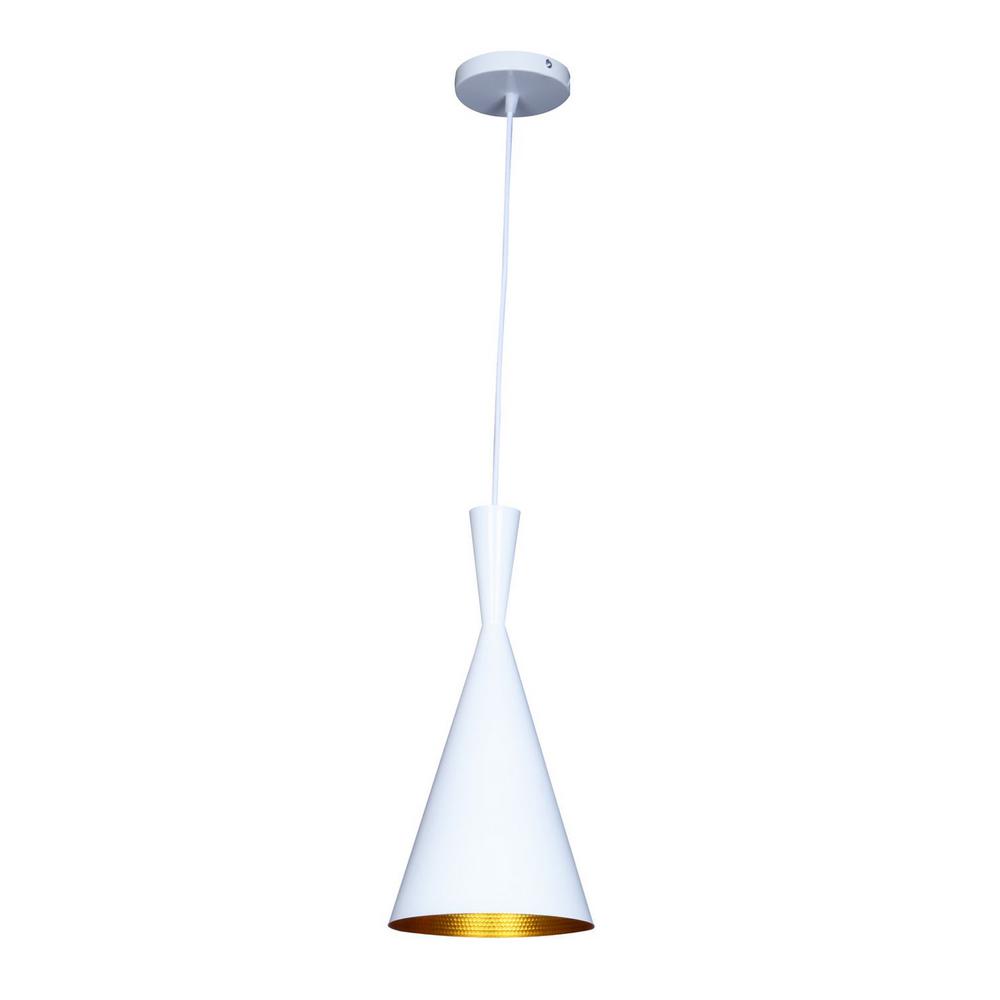 Bromi Design Berkley 9" White & Gold Pendant Ceiling Light With Aluminum Shade