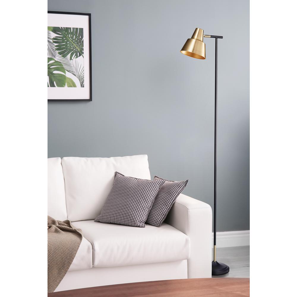 Bromi Design Bryant 13" Black & Brass Floor Lamp With Metal Shade