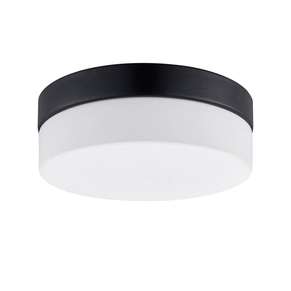 Bromi Design Nova 10" Matte Black Flush Mount Ceiling Light With Glass Shade