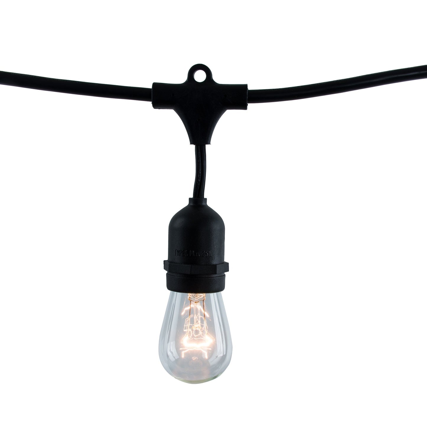 Bulbrite 12 Sockets 30" Spacing E26 Black Kit with 11W S14 Clear Lamps 30' String Light
