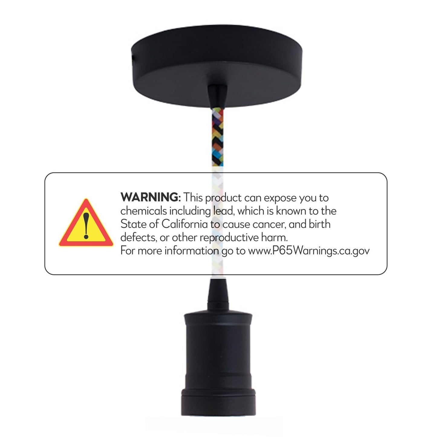 Bulbrite Direct Wire Contemporary Socket Black-Multi Cord Pendant