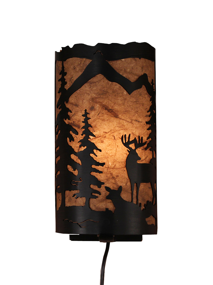 Coast Lamp Manufacturing 13"H Deer Scene Panel Wall Sconce