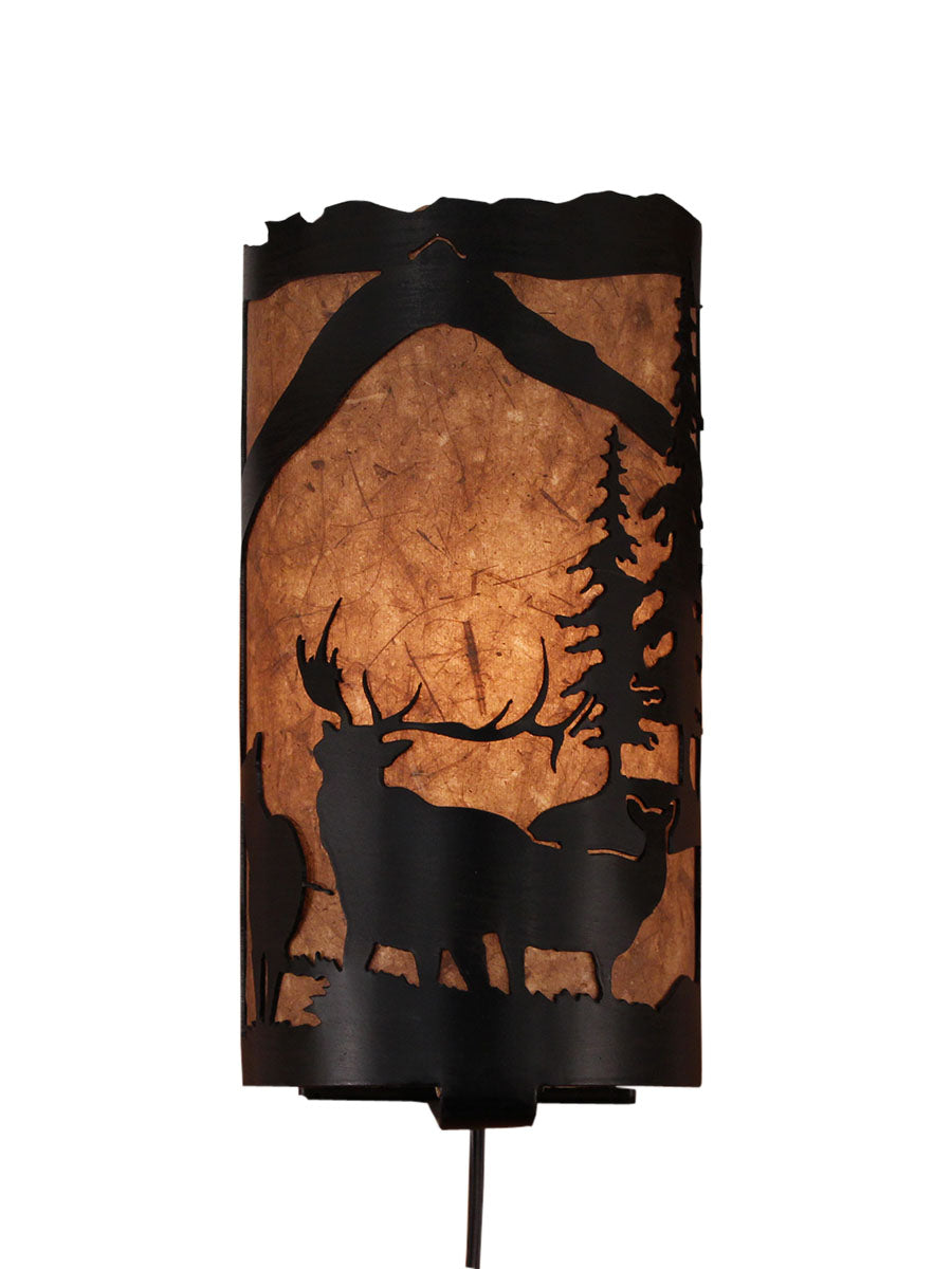 Coast Lamp Manufacturing 13"H Elk Scene Panel Wall Sconce