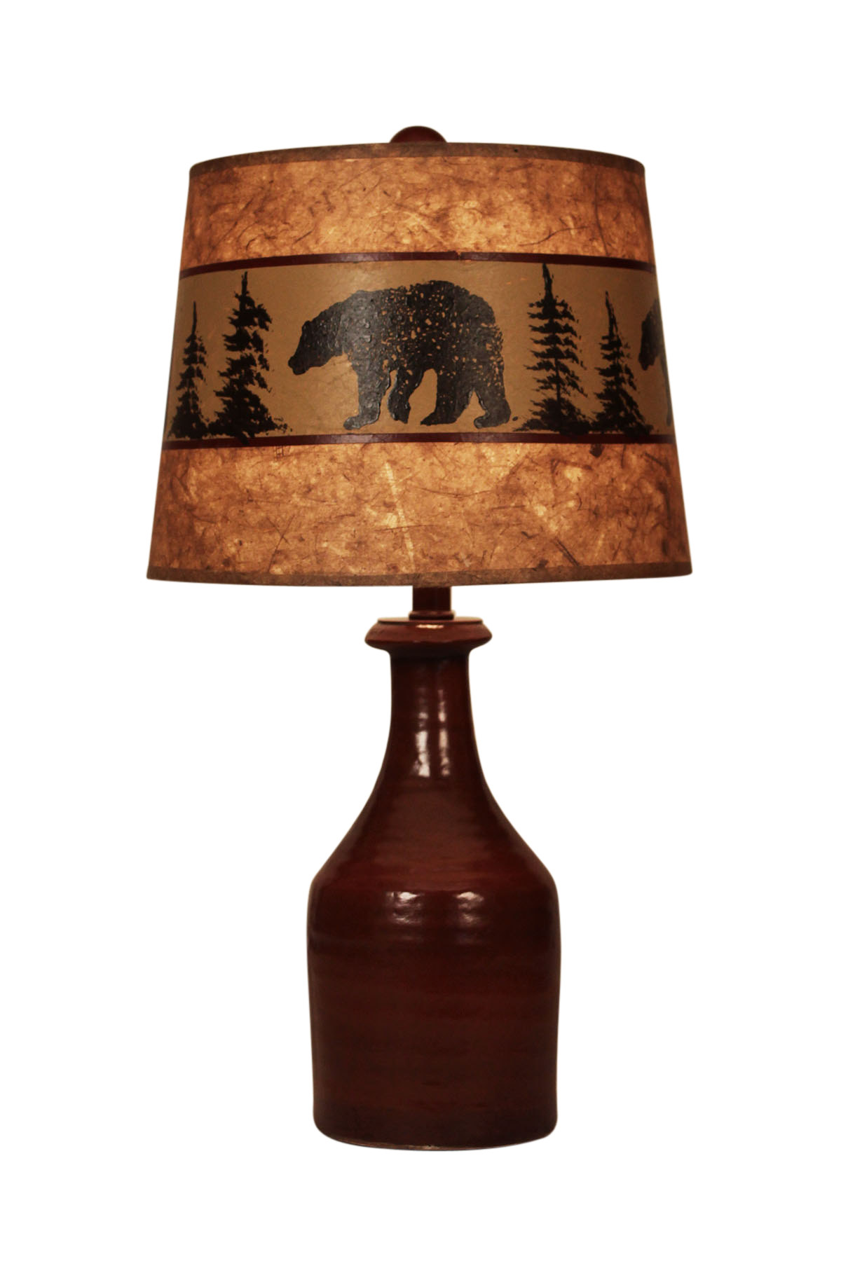 Coast Lamp Manufacturing 18"H Spanish Tile Small Clay Jug Accent Lamp With Bear & Tree Shade