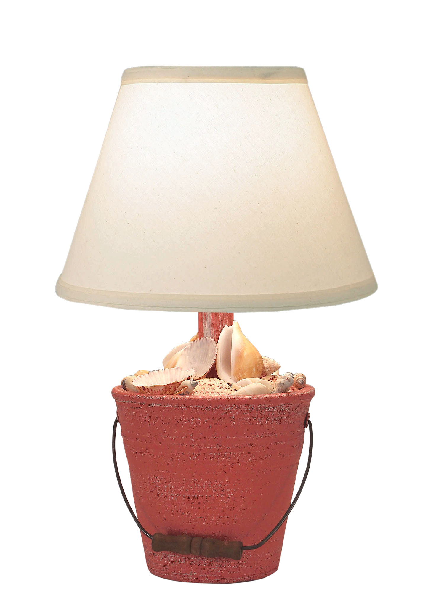Coast Lamp Manufacturing 18"H Weathered Coral Mini Bucket Of Shells Accent Lamp