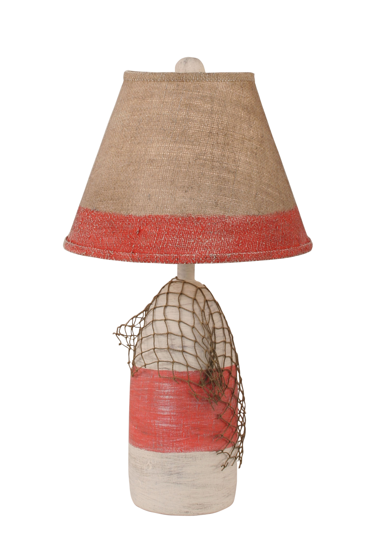 Coast Lamp Manufacturing 22"H Cottage Classic Red Small Bouy With Net Accent Table Lamp