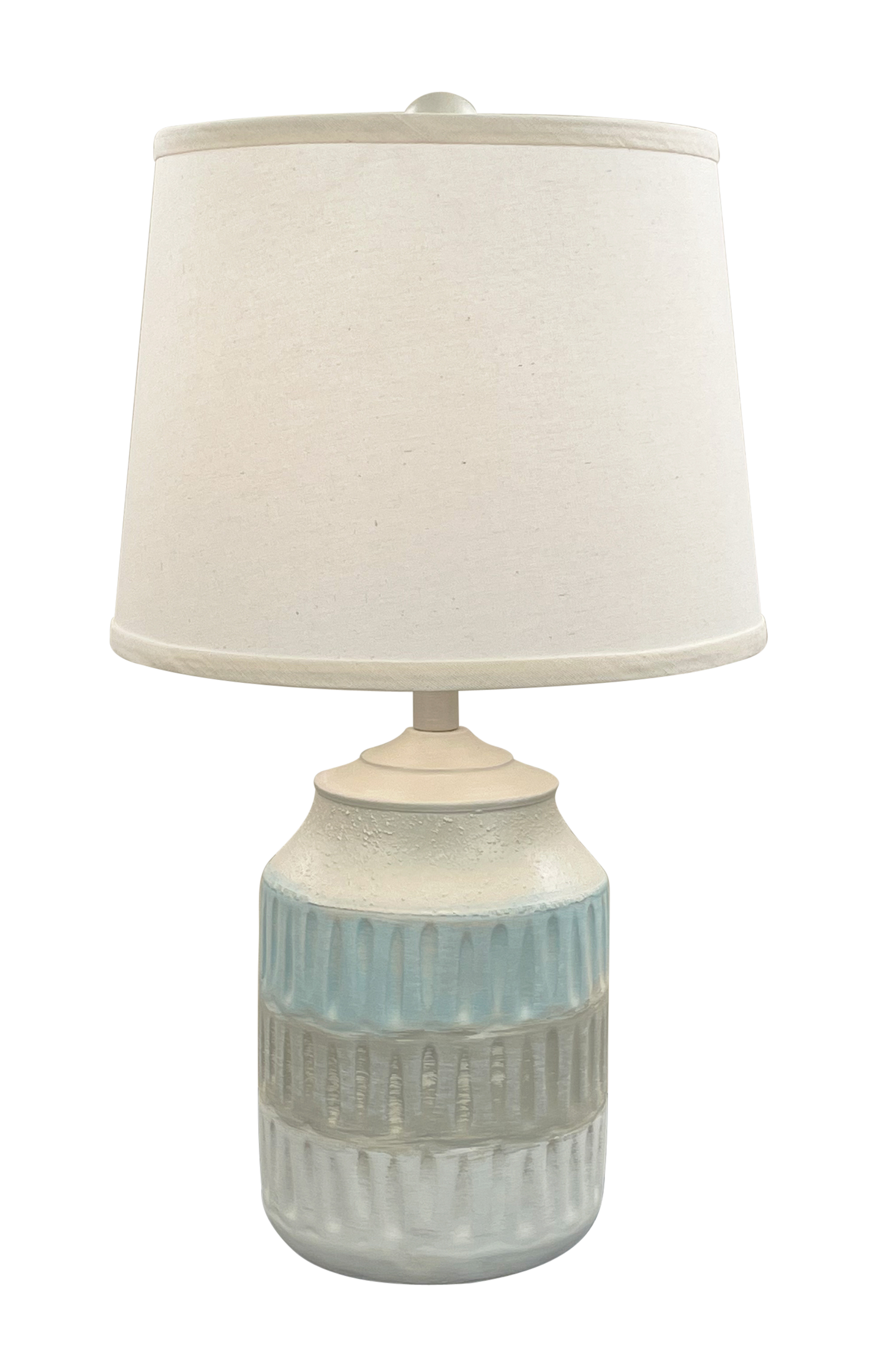 Coast Lamp Manufacturing 22"H Weathered Cottage Beachside Stripe Accent Table Lamp Pot With Oval Indentions