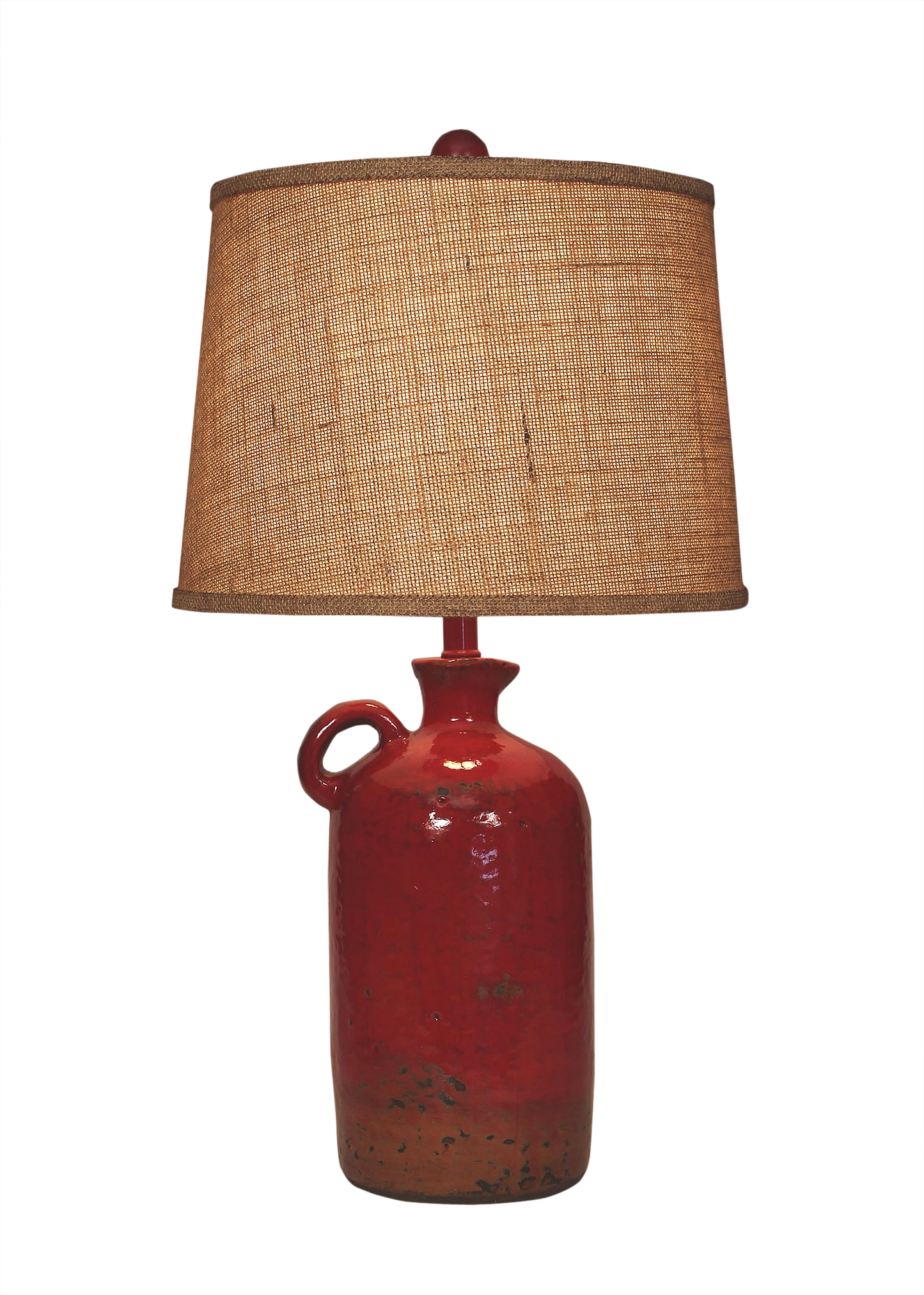 Coast Lamp Manufacturing 25"H Firebrick Textured 1-Handle Whiskey Jug Table Lamp