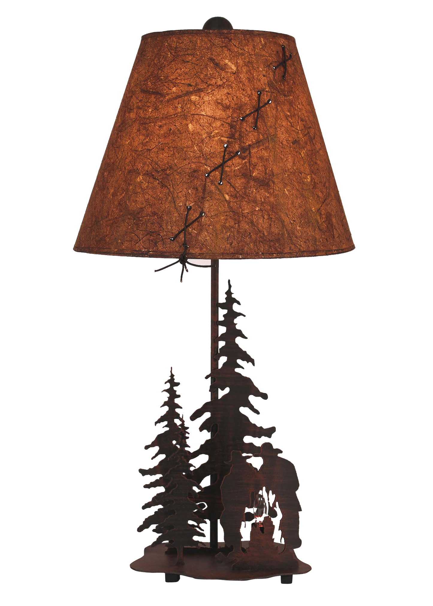 Coast Lamp Manufacturing 26"H Burnt Sienna Small Cowboys Around Campfire Accent Table Lamp With Night Light
