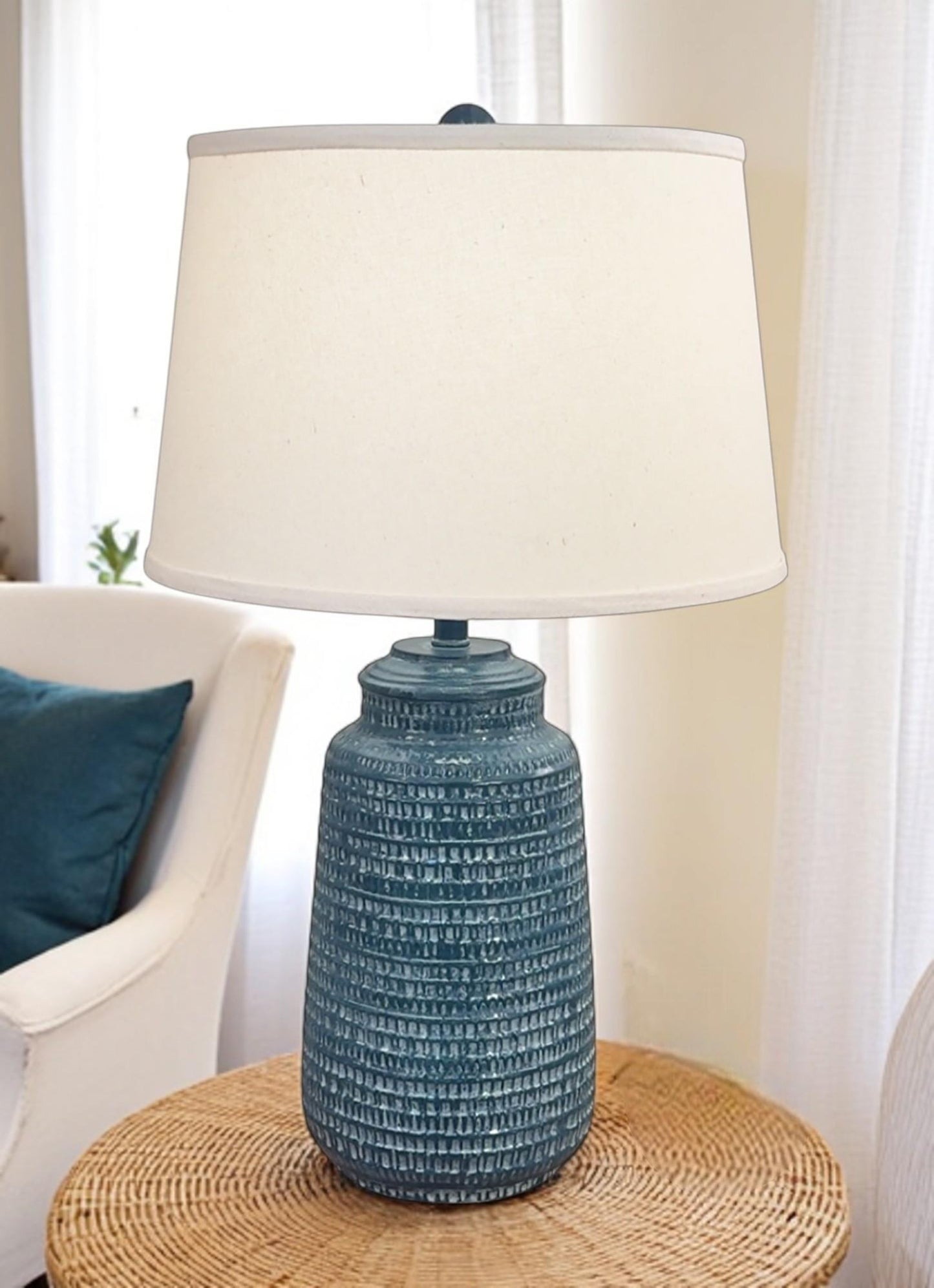 Coast Lamp Manufacturing 27" Sea/Seaside Villa Glaze Pattern Vase Table Lamp