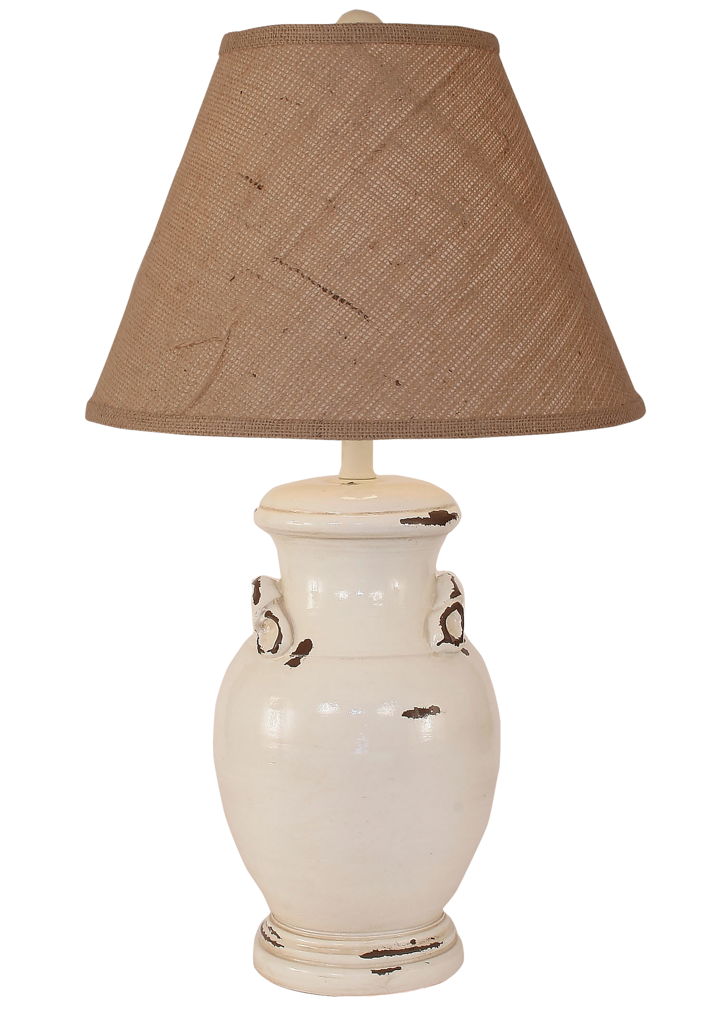 Coast Lamp Manufacturing 27"H Distressed Light Nude Crock Table Lamp With Handles