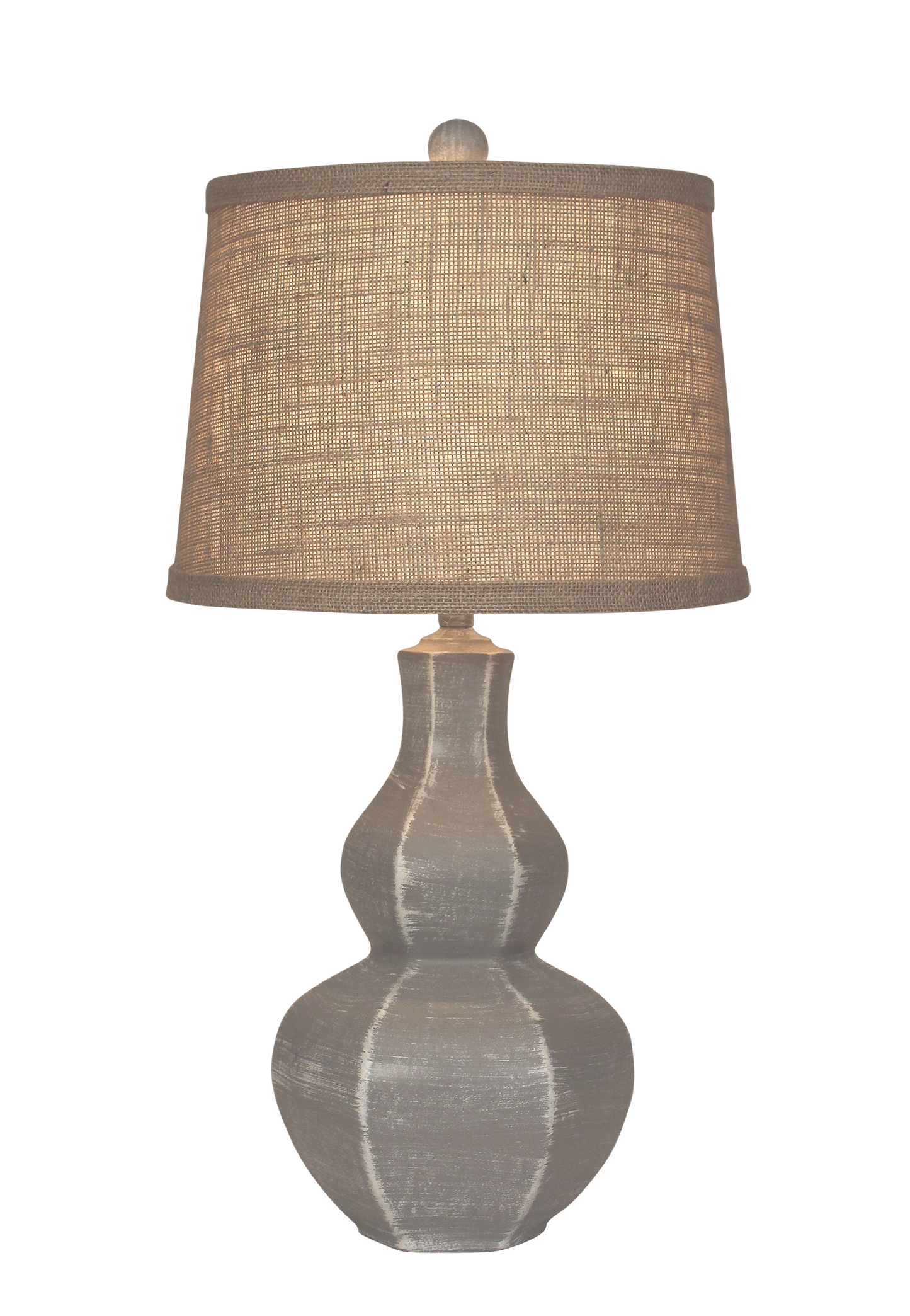 Coast Lamp Manufacturing 27"H Weathered Gray 6-Sided Tear Drop Table Lamp With Brown Burlap Shade