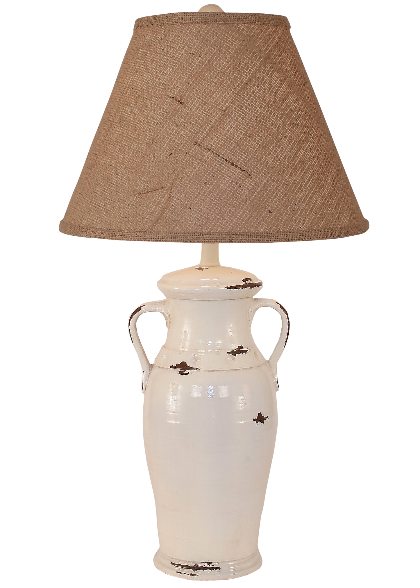 Coast Lamp Manufacturing 28"H Distressed Light Nude 2 Handled Vase Table Lamp