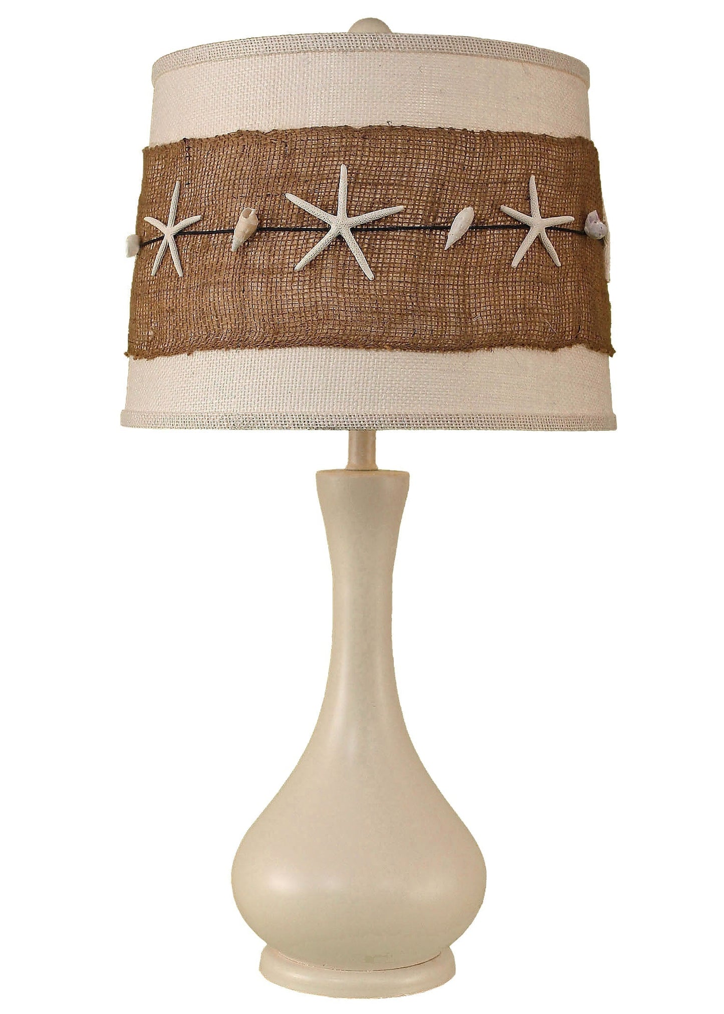 Coast Lamp Manufacturing 28"H Solid Cottage Smooth Genie Bottle Table Lamp With Burlap And Star Fish Shade