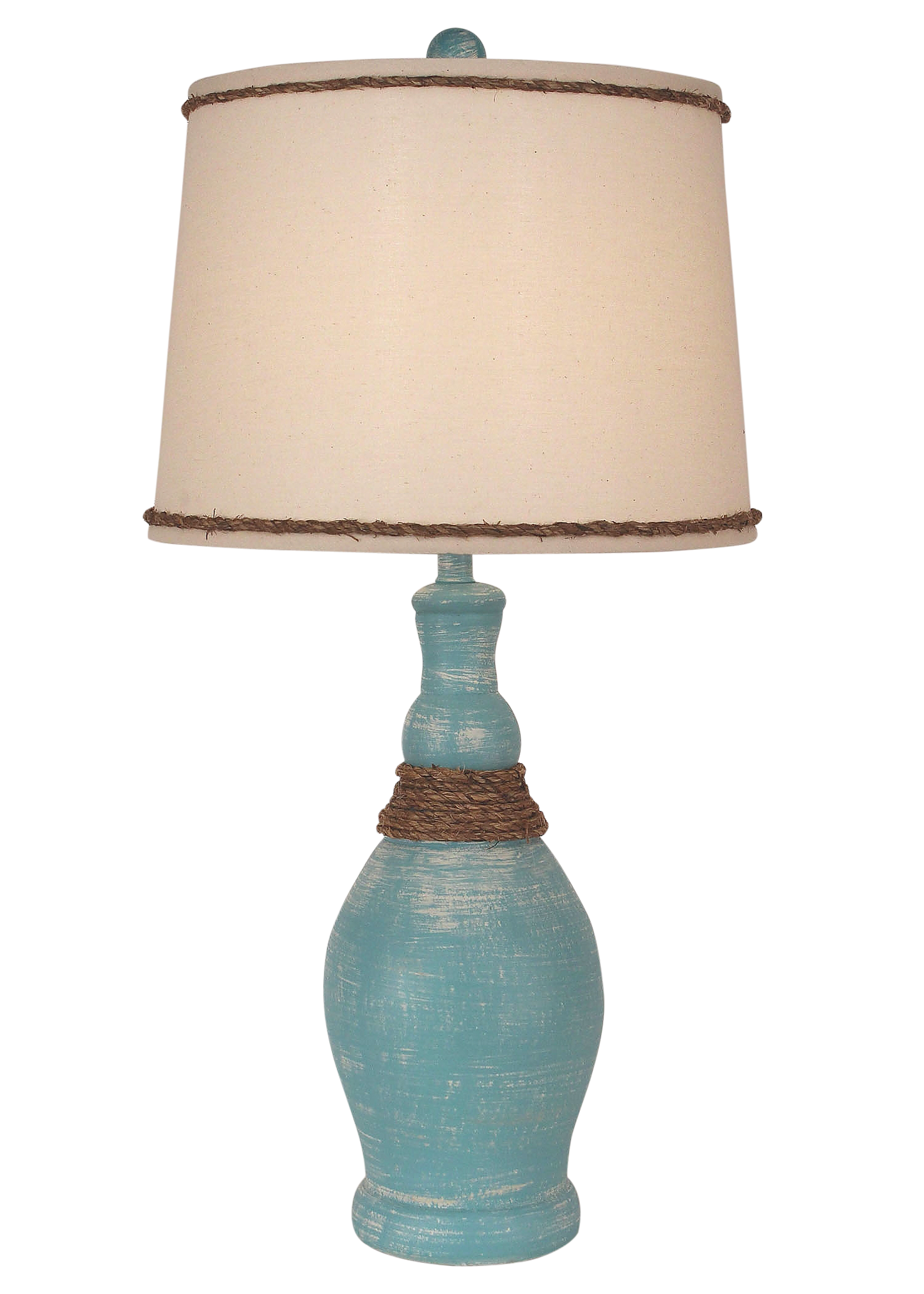 Coast Lamp Manufacturing 28"H Weathered Turquoise Sea Slender Casual Table Lamp With Rope Accent