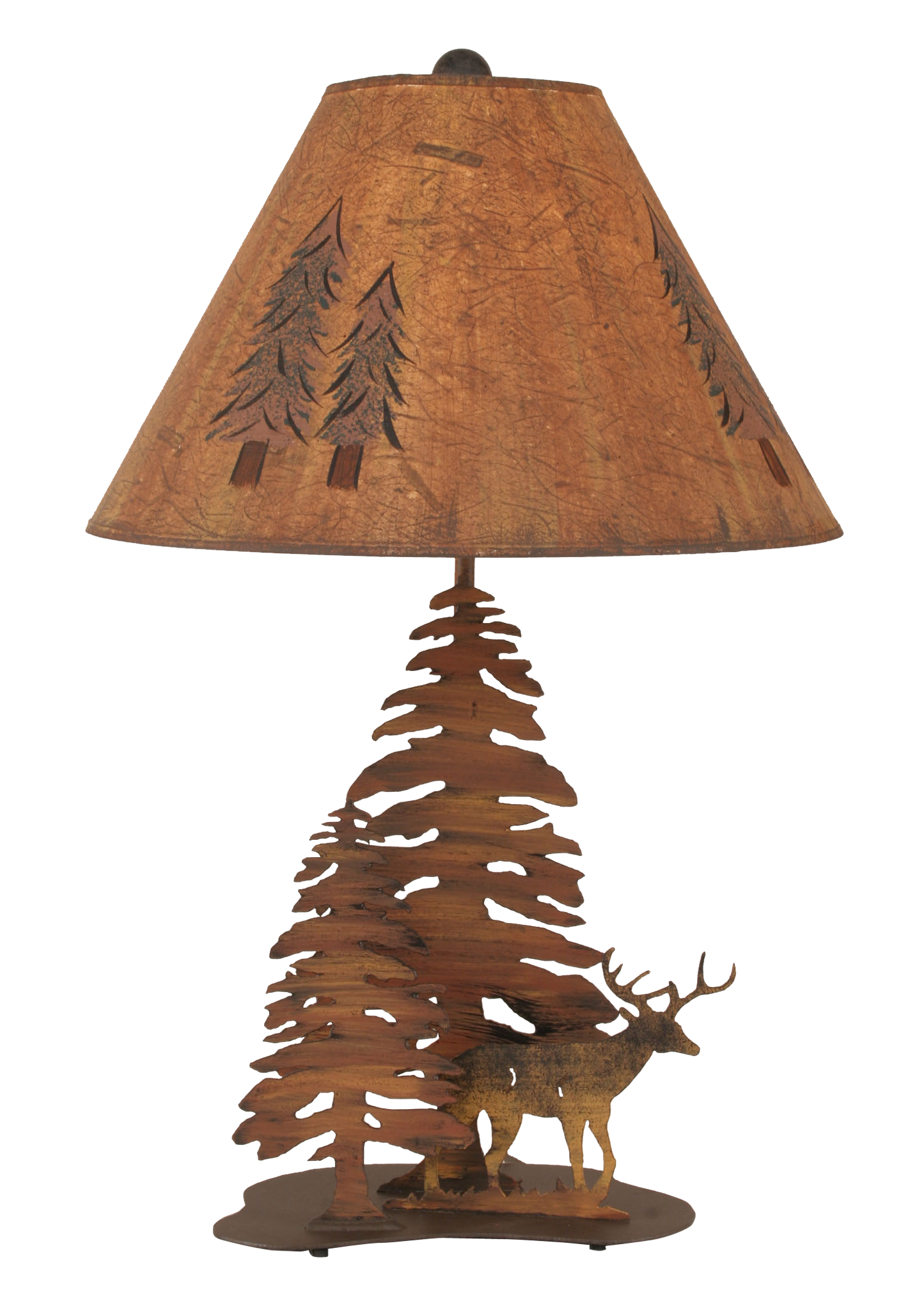Coast Lamp Manufacturing 29"H Charred 2-Tree And Deer Table Lamp