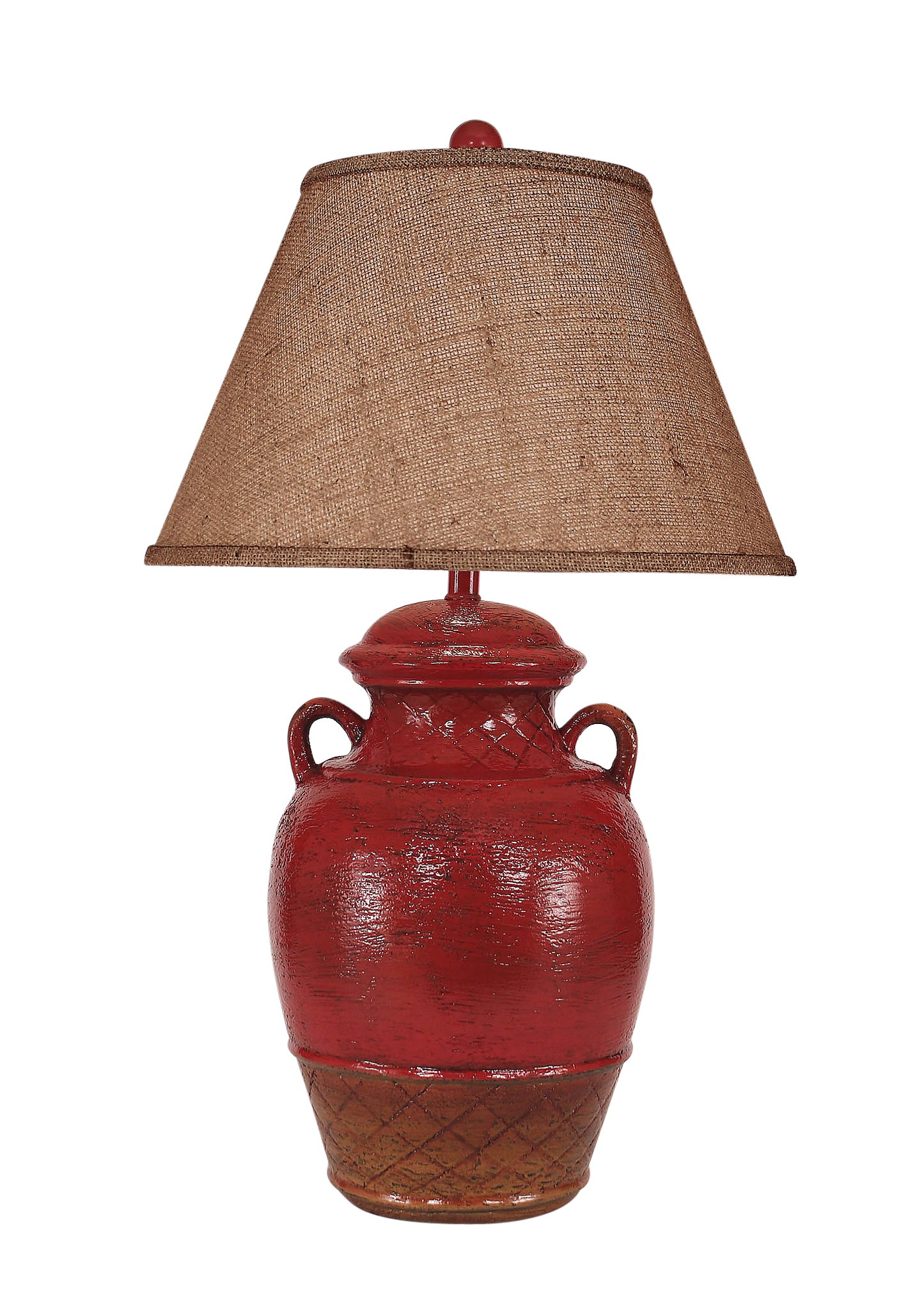 Coast Lamp Manufacturing 29"H Firebrick Ginger Jar Table Lamp With 2 Handles