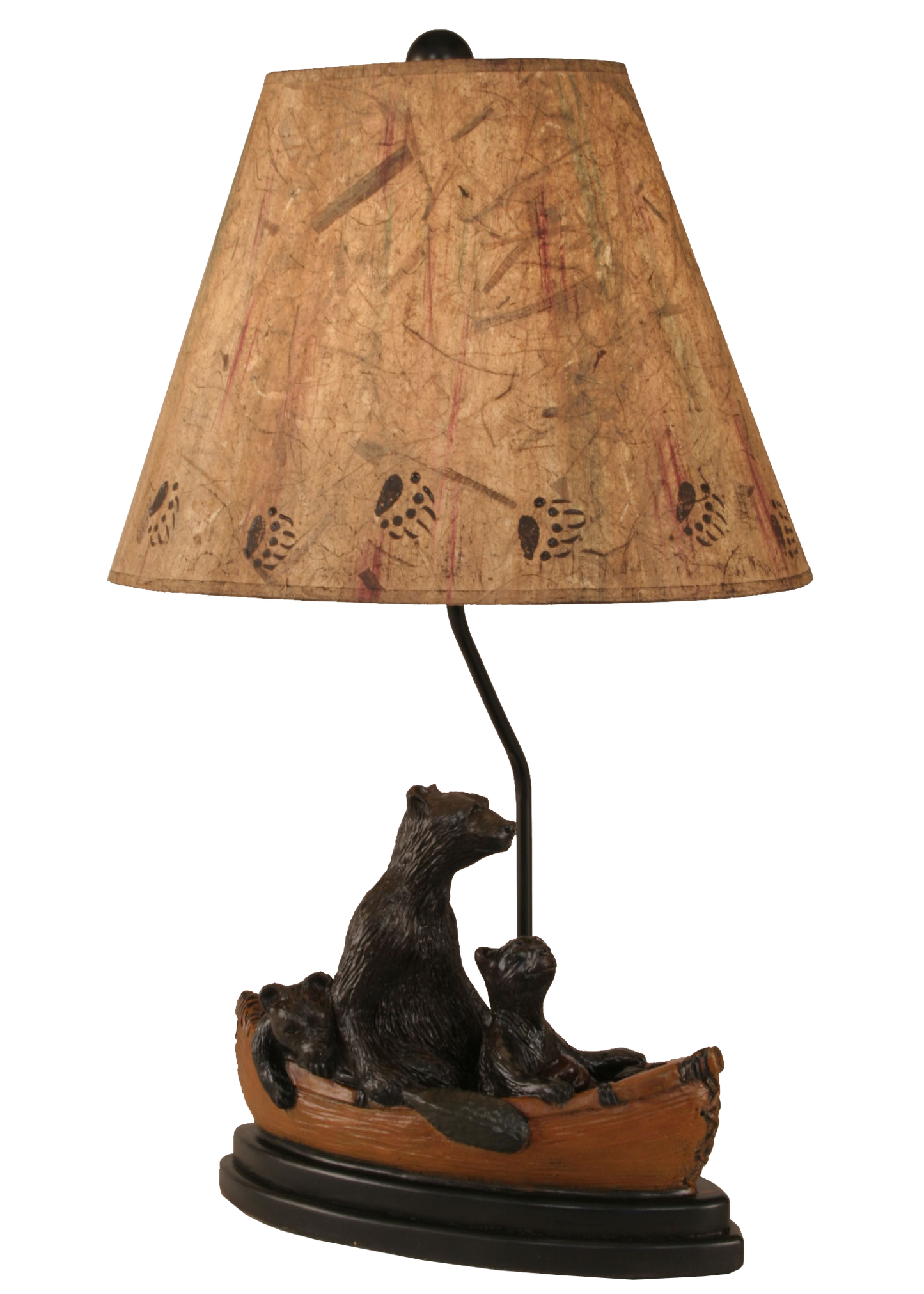 Coast Lamp Manufacturing 29"H Kodiak With Honey Accent Bear Family In Canoe Table Lamp