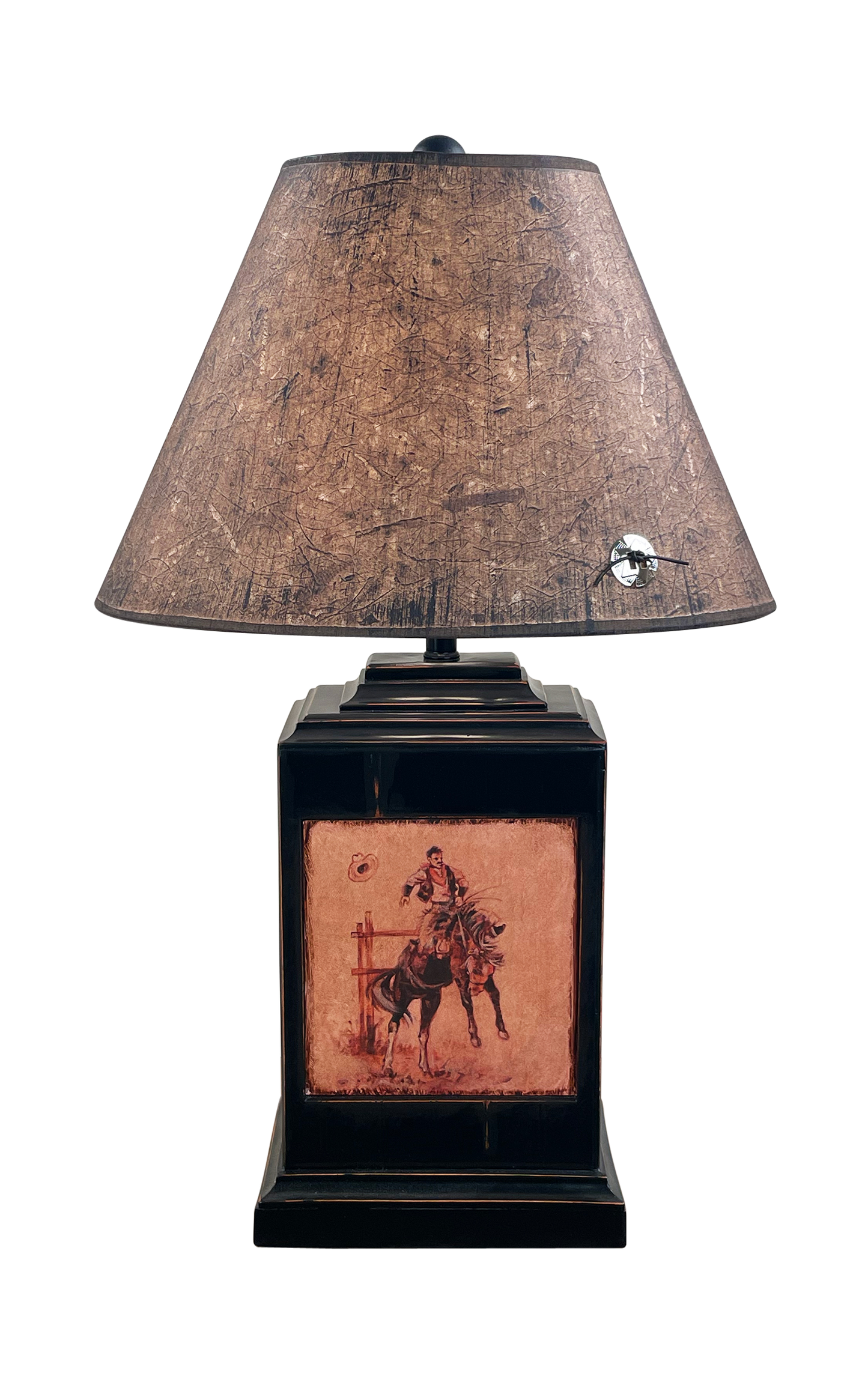 Coast Lamp Manufacturing 30"H Distressed Black Rectangle Rodeo Cowboy Table Lamp