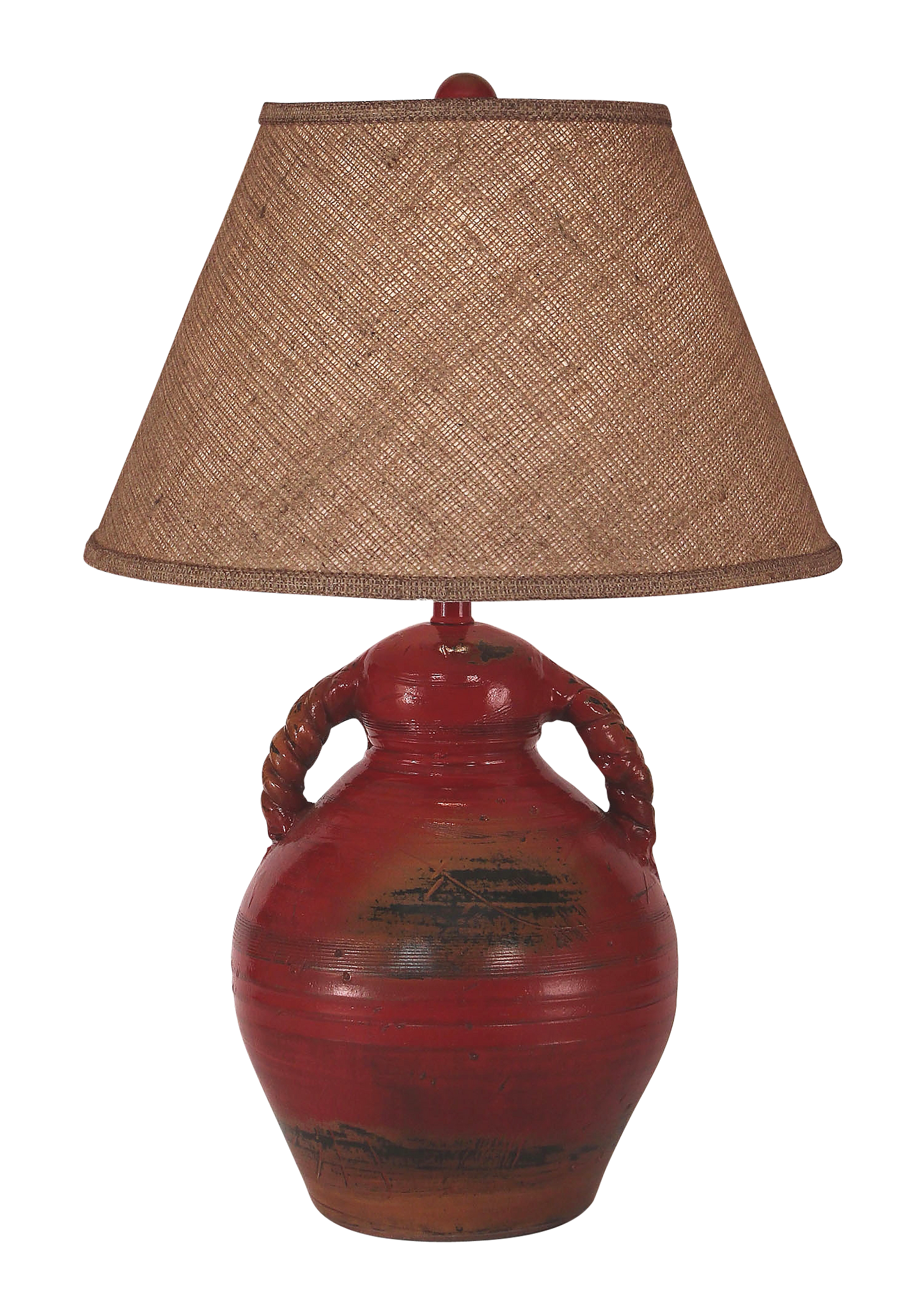 Coast Lamp Manufacturing 30"H Firebrick Swirl Handled Pottery Table Lamp
