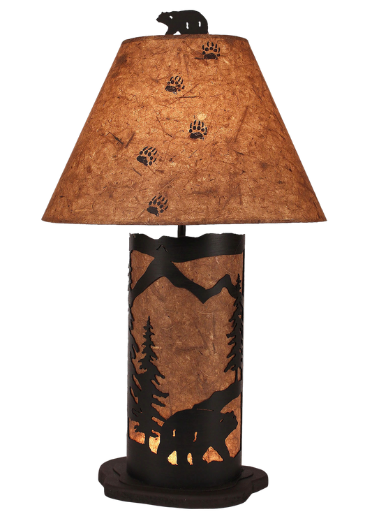 Coast Lamp Manufacturing 30"H Kodiak Small Bear Scene Table Lamp With Night Light