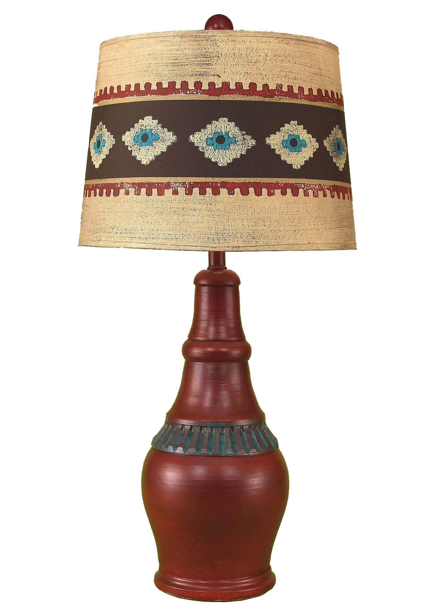 Coast Lamp Manufacturing 30"H Rio Jade Casual Ribbed Accent Table Lamp With South Western Shade