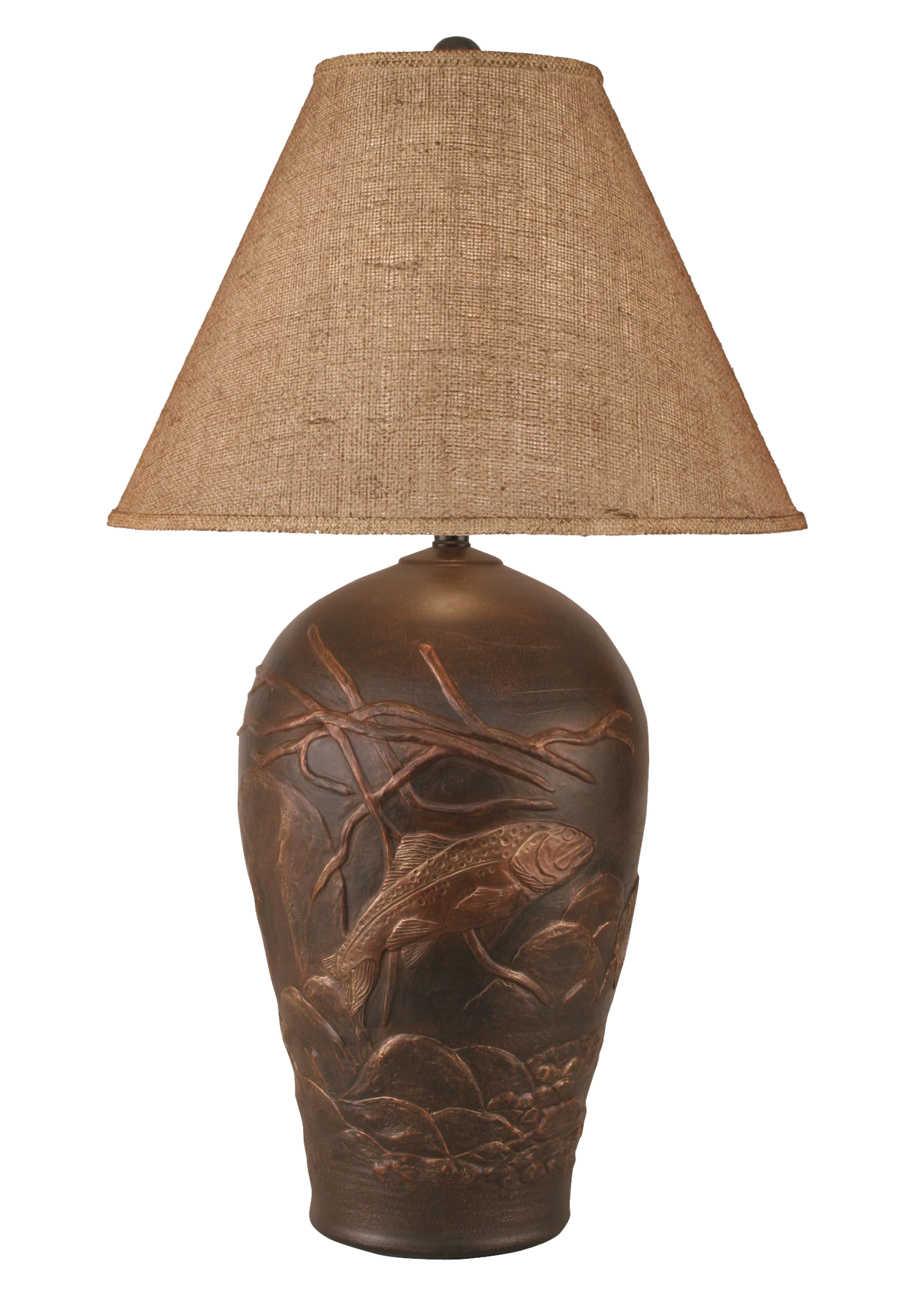 Coast Lamp Manufacturing 31"H Bronze Trout Scene Table Lamp