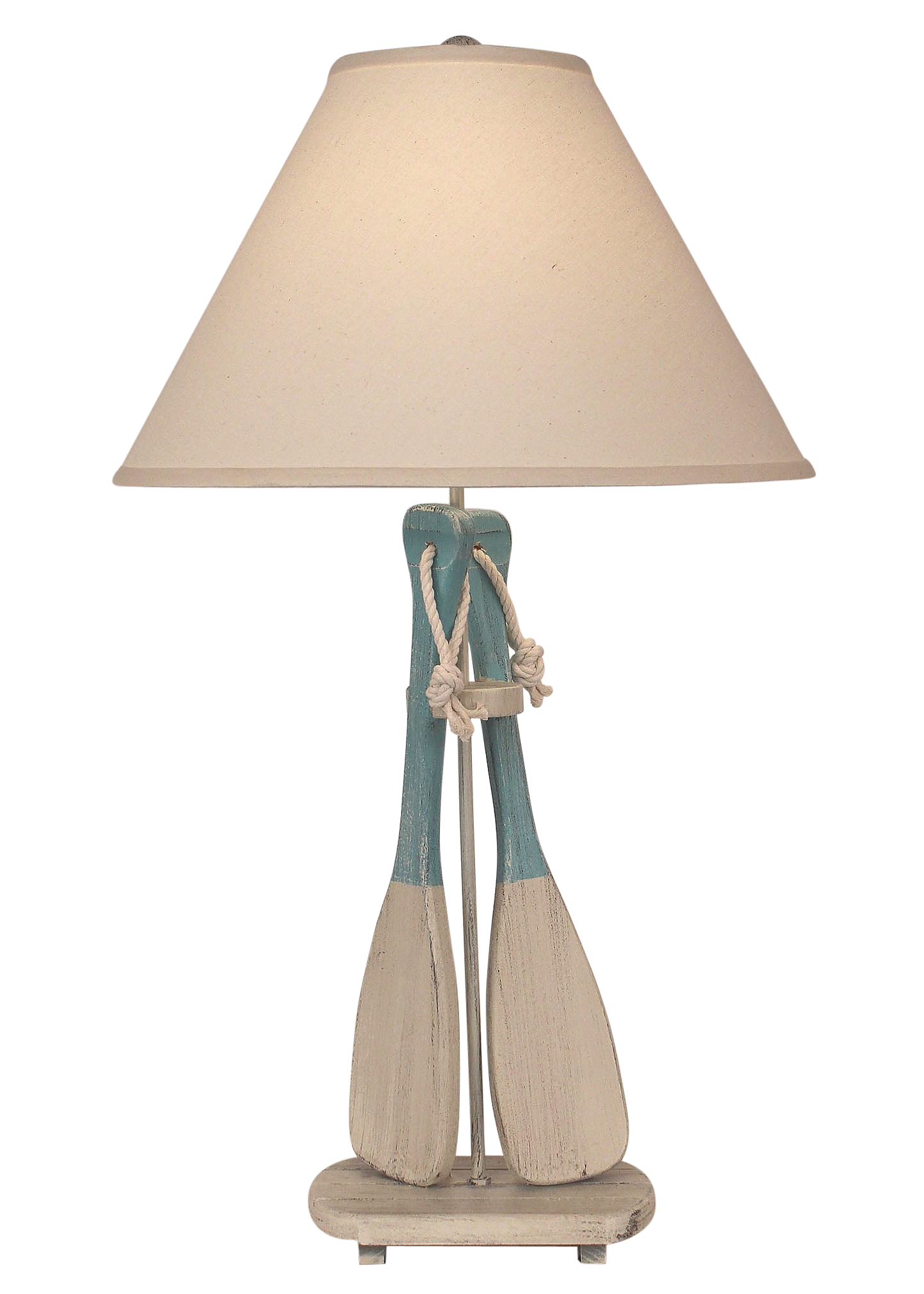 Coast Lamp Manufacturing 31"H Cottage Turquoise Sea 2-Paddles With White Rope Table Lamp