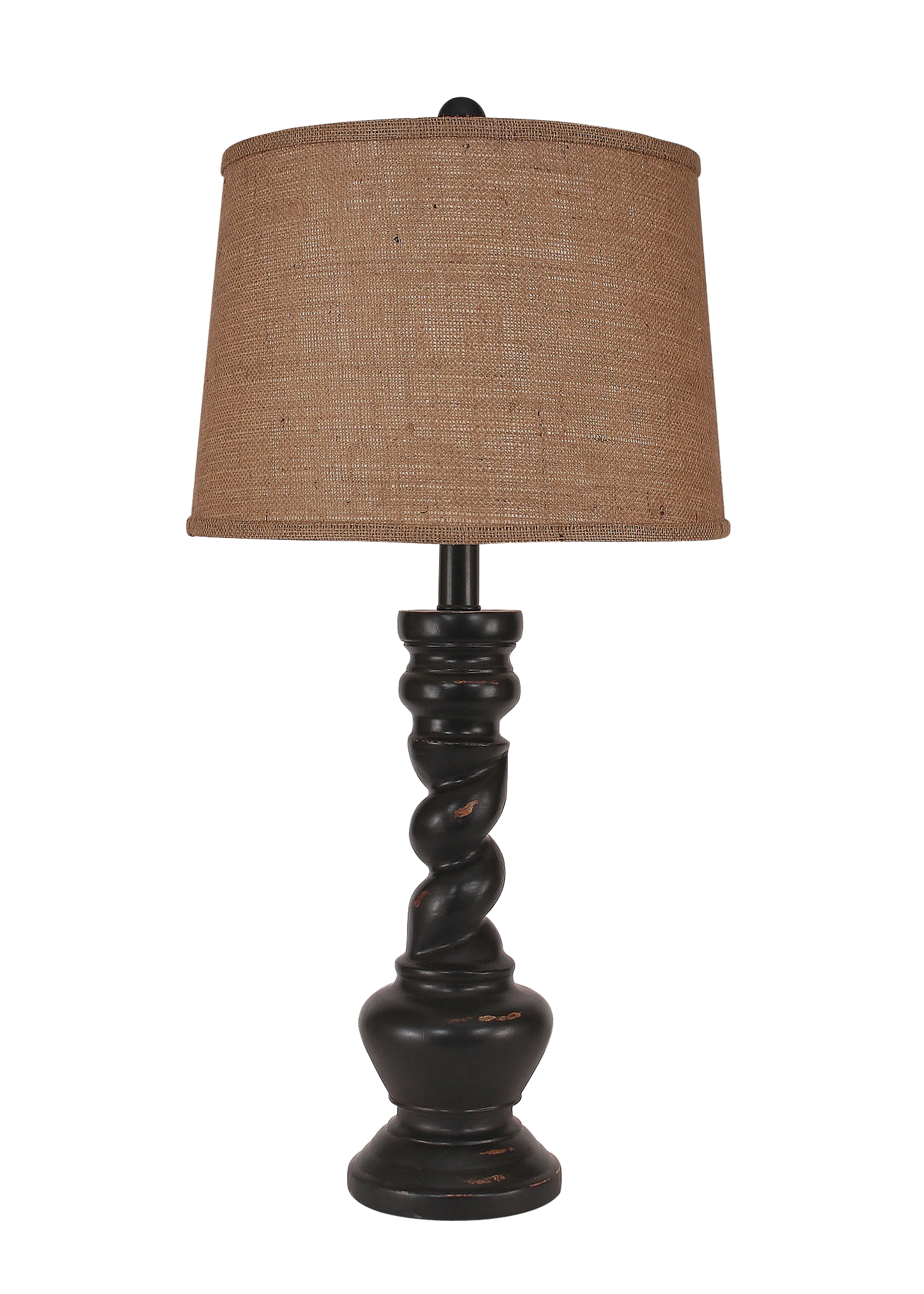 Coast Lamp Manufacturing 31"H Distressed Black Country Twist Table Lamp With Burlap Shade