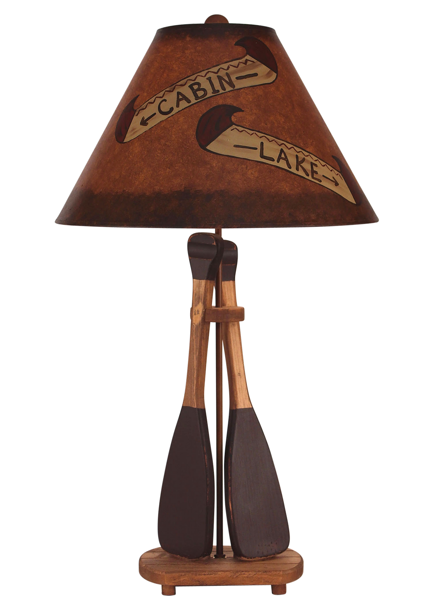 Coast Lamp Manufacturing 31"H Stain Red Cabin And Lake 2-Paddle Table Lamp