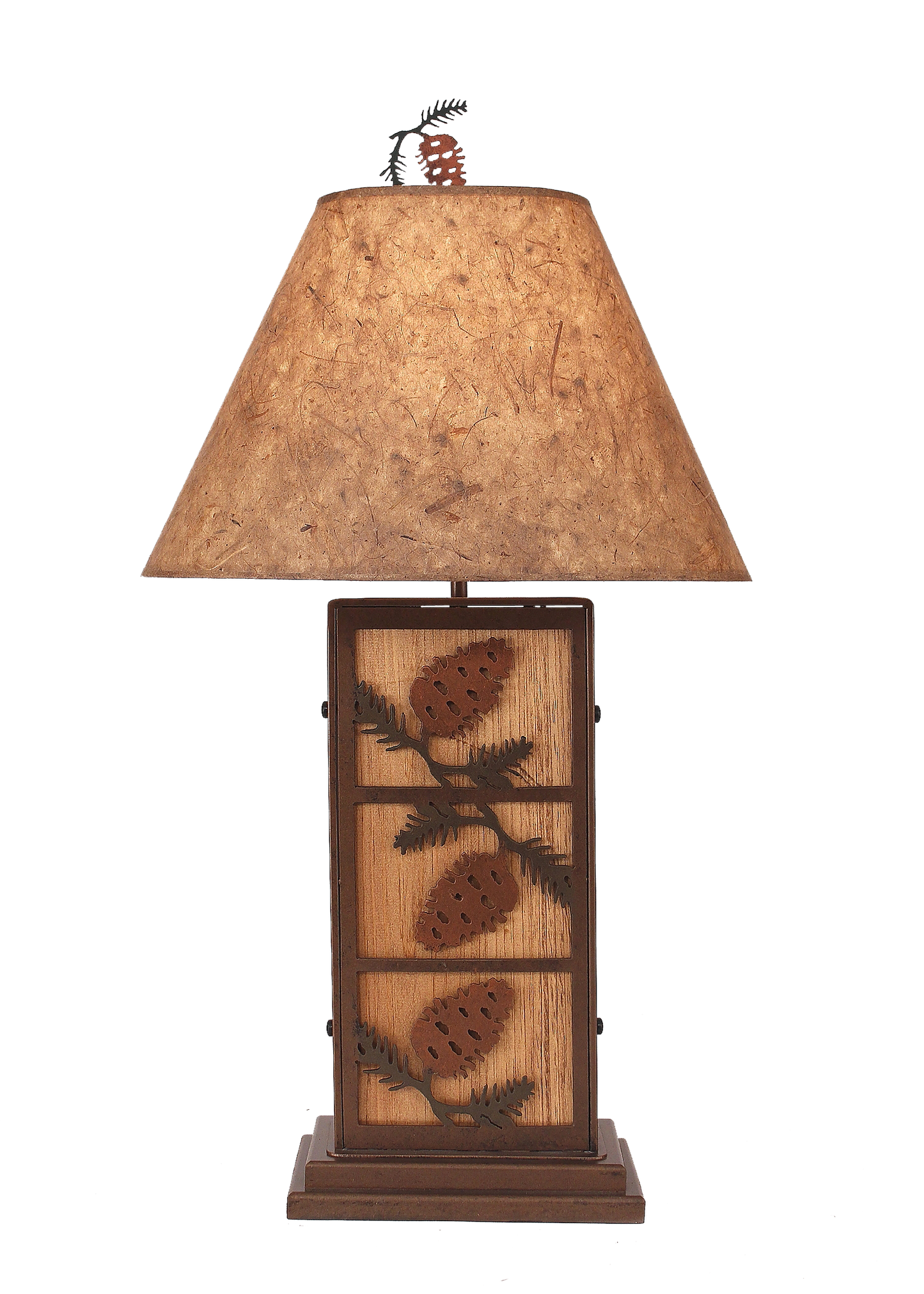 Coast Lamp Manufacturing 32"H 3-Pine Cone Iron Wood Table Lamp