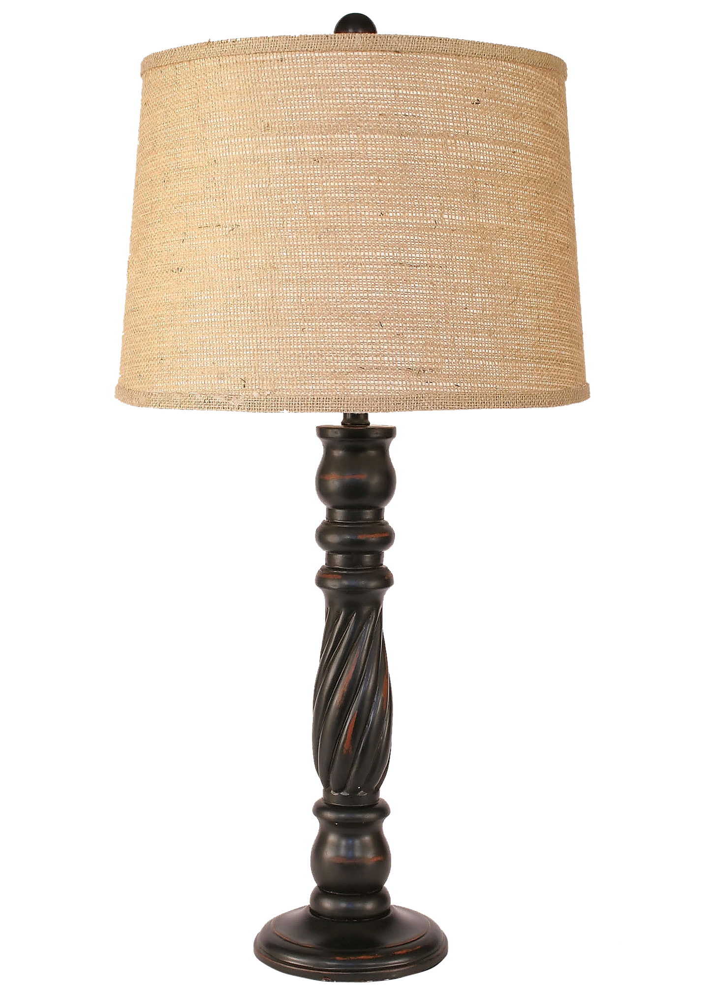 Coast Lamp Manufacturing 32"H Distressed Black Swirl Table Lamp With Brown Burlap Shade