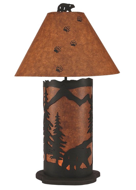 Coast Lamp Manufacturing 32"H Kodiak Large Bear Scene Table Lamp With Night Light