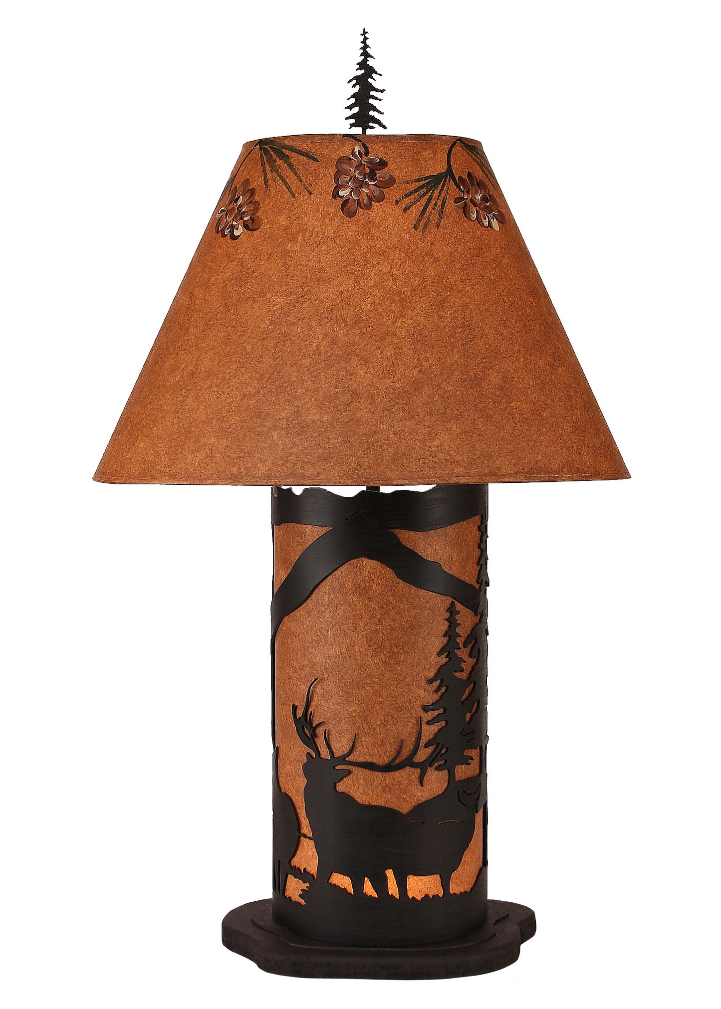 Coast Lamp Manufacturing 32"H Kodiak Small Elk Scene Table Lamp With Night Light