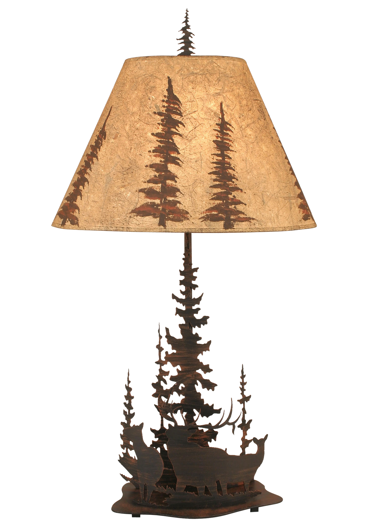 Coast Lamp Manufacturing 33"H Burnt Sienna Feather Tree & Elk Table Lamp