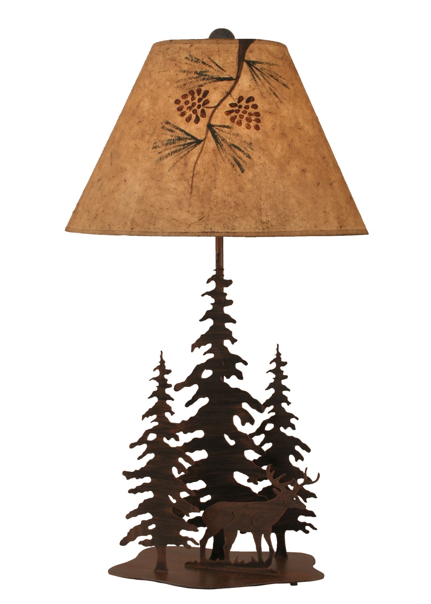Coast Lamp Manufacturing 33"H Rust Streaked 3 Trees And Deer Table Lamp