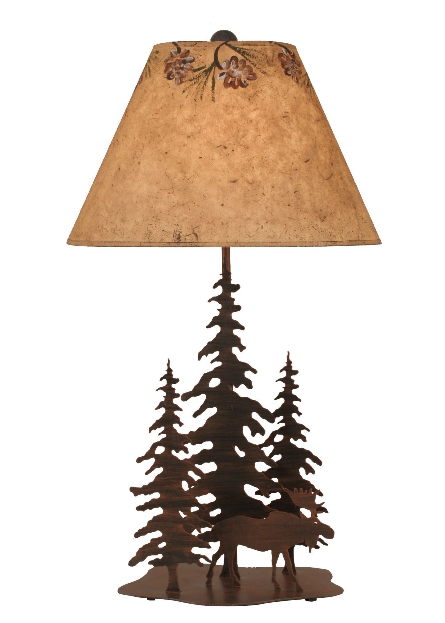 Coast Lamp Manufacturing 33"H Rust Streaked 3 Trees And Moose Table Lamp