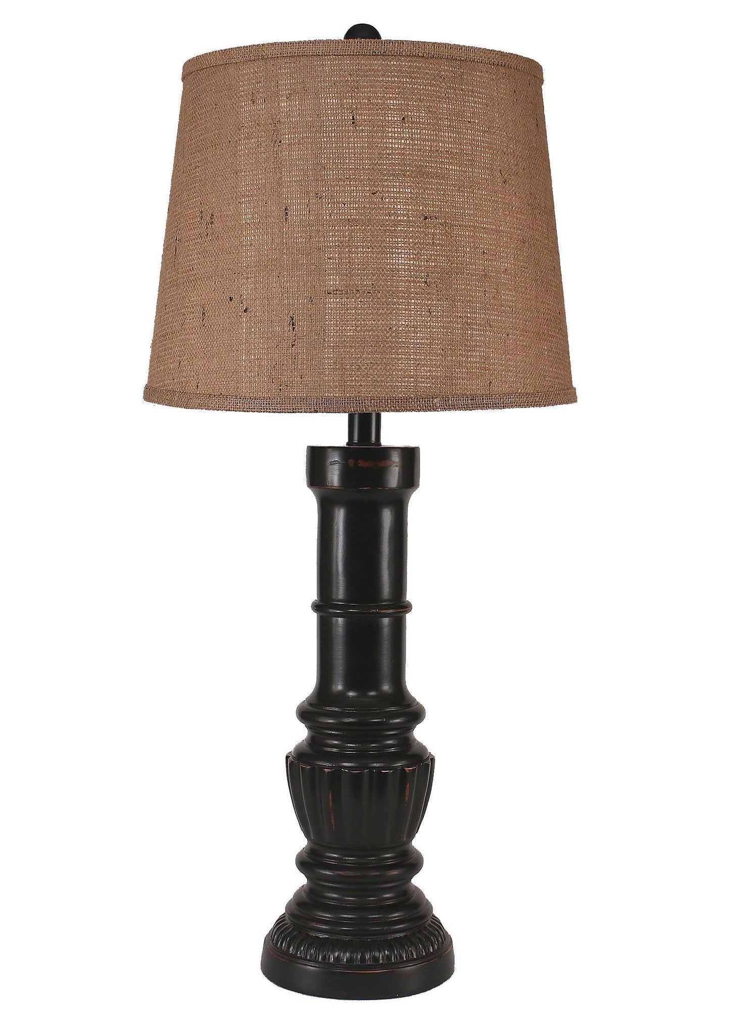 Coast Lamp Manufacturing 34"H Distressed Black Ribbed Pedestal Table Lamp